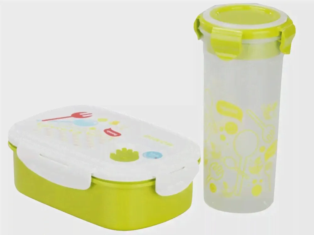 Набор школьный детский Bradex Bento Kids: ланч-бокс, стакан с крышкой, салатовый - купить с логотипом на заказ в Москве и СПб | Иллан Гифтс