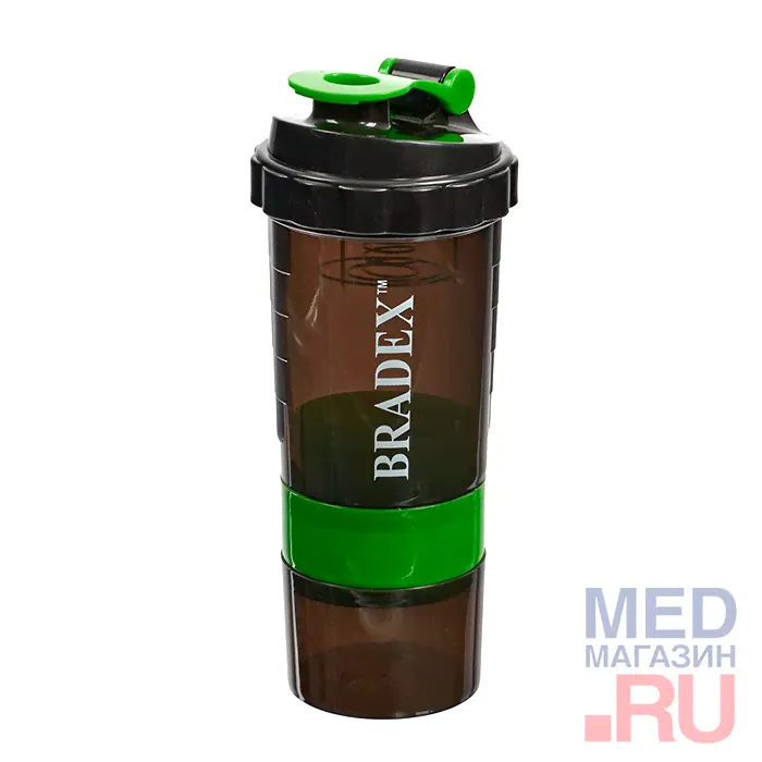Шейкер с таблетницей и чашей под протеин 0,5 л Bradex-0