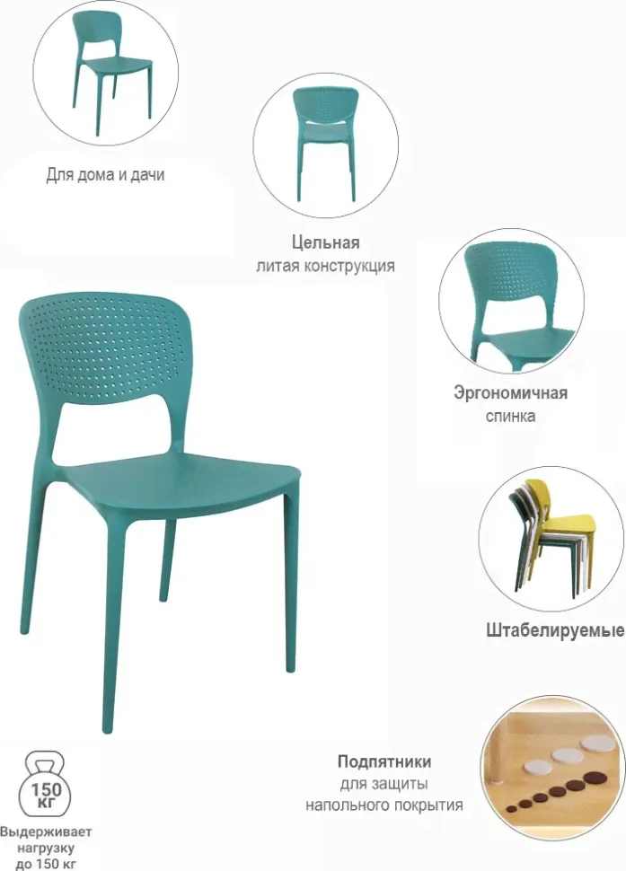Набор из 4 шт, Стул Spot светло-бирюзовый Bradex Home FR 0695-4